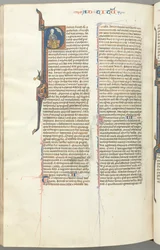 Titus, historiated initial P, Paul seated with a sword