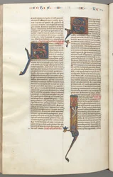 Jude, historiated initial I, Jude standing with a scroll, c. 1275-1300