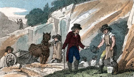 Fossil hunting in Cherry Hinton chalk pit, Cambridgeshire, 1822