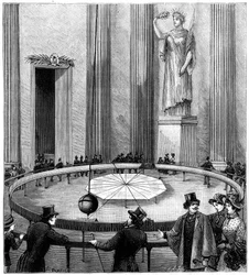 Foucault using his pendulum to demonstrate the rotation of the Earth, Paris, 1851-1887