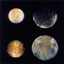 Four moons of Jupiter, Io, Europa, Ganymede and Callisto