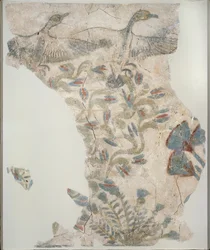 Fragment of Painted Plaster Pavement Depicting Wild Geese Taking Flight, XVIIIth Dynasty