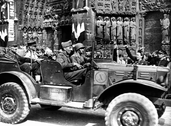 French General Philippe Leclerc Outside Notre Dame, Liberation of Paris, August 1944