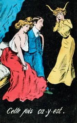 French Adultery Caricature Postcard