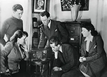 French Citizens Listening to a Broadcast by Vichy Deputy Premier Admiral Darlan