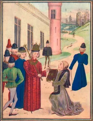 Froissart presenting his book of love poems to Richard II in 1395, 1905