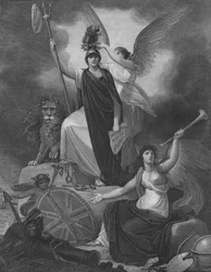 Frontispiece - Britannia Holding the Trident of Neptune, Surmounted by the Cap of Liberty and Crown