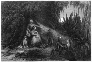 Fugitive Officers, with Their Families Concealing Themselves in the Jungle