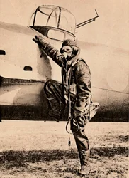 Fully Equipped for Air Fighting, Oxygen, Radio, Electrically Heated Clothing and Parachute, 1940