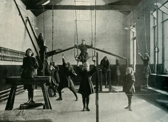 Girl Gymnasts at the Royal Institution for the Deaf and Dumb, Friar Gate, Derby