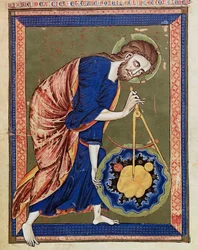 God, the Divine Architect. Illumination from Bible moralisée, Codex Vindobonensis 2554, c.1250
