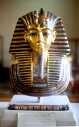 Gold and lapis lazuli funerary mask of Tutankhamun, King of Egypt, mid-14th century BC