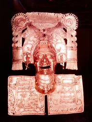 Gold pendant representing Mitlantecuhtli, Aztec god of the dead