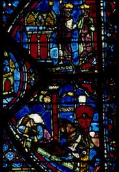Gothic architecture: Charlemagne receives 3 hunts and Vision of Constantine I, Byzantine emperor (detail)