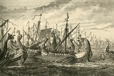 Greek Triremes at the Battle of Salamis