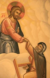 Greek orthodox icon depicting the ladder of virtues, Thessaloniki, Greece