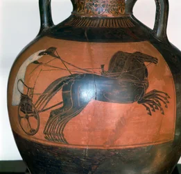 Greek vase depicting a chariot