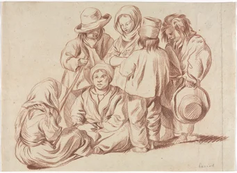 Group of Six Children (recto), Sketch of a Village (verso)