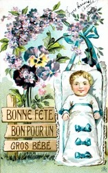 Happy Birthday, Large Baby, French Postcard, c. 1900