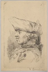 Head of a man in profile wearing a tricorne, 18th century