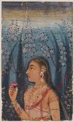 Head of a Young Woman, Among Flowering Stems