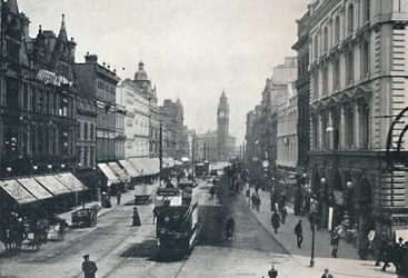 High Street, Belfast, showing the Albert Memorial in the distance