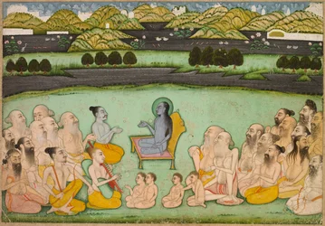 Hindu God Krishna Talking to Elders, c. 1800