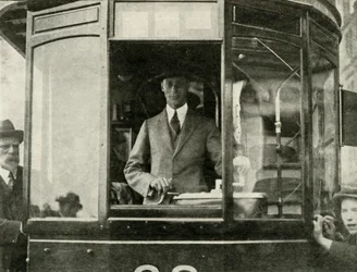 His Majesty Driving a Tram Through the Streets of Glasgow, 1924