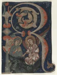Historiated Initial R Excised from a Gradual: The Three Marys at the Tomb, c. 1200-1230