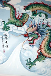 Hoi Tuong Te Nguoi Hoa Buddhist Chinese Temple. Chinese Dragon Painting. Phu Quoc, Vietnam
