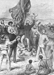 Hoisting the British Flag in New Guinea, 1883: Mr Chester...Calling for Three Cheers, 1901