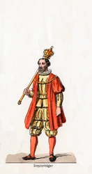 Holder of a sceptre, costume design for Shakespeare