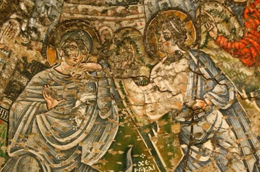 Coptic Monastery of the Holy Virgin and Saint John Kame: 9th Century Fresco: The Annunciation, Egypt