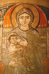 Coptic Monastery of the Holy Virgin and Saint John Kame Fresco: Mary Breastfeeding Jesus, Egypt