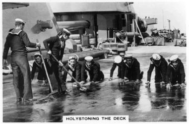 Holystoning the deck, HMS Nelson