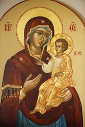Icon in Mary Magdalene Russian Orthodox Church on Mount of Olives: Virgin and Child