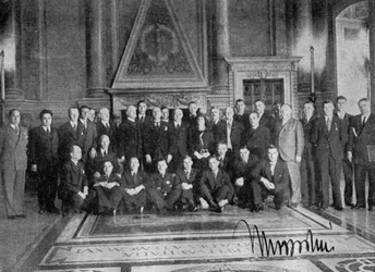 Il Duce poses, FA tour, Palazzo di Venezia, Rome, Italy