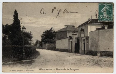 Ile de France, Val de Marne, Villecresnes: route de la Garenne - Postcard dated 1909
