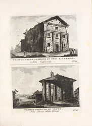 Illustration from the book Ancient and Modern Views of the Most Interesting Places in the City of Rome by unknown author and published by Presso Venanzio Monaldini, Stefano Piale in Piazza di Spagna (ca. 1820)
