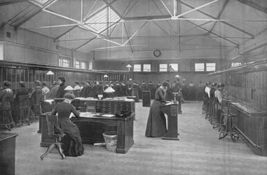 In the Post Office Central Telephone Exchange, City of London, c1903