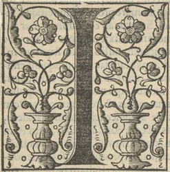 Initial letter I with garlands, mid-16th century