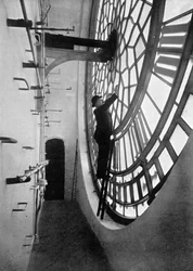 Inside the clock face of Big Ben, Palace of Westminster, London