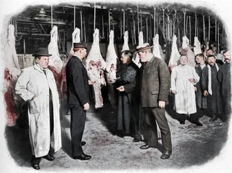 Inspecting Meat at Smithfield Market, City of London