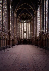 Interior of the Sainte Chapelle (upper chapel) in Paris. Gothic art of the 13th century.