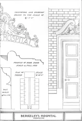 Ironwork and doorway, Berkeleys Hospital, Worcester, Worcestershire, 1924