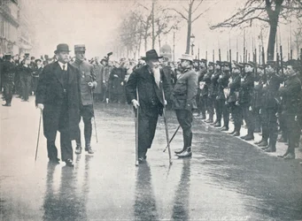 Italian veteran, General Ricciotti Garibaldi, at a review of French recruits in Paris, c1914
