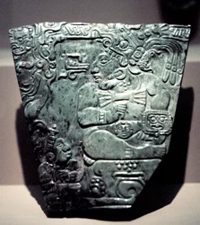 Jade Plaque Showing a Seated Mayan King