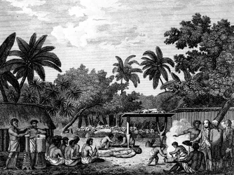 James Cook, English Navigator, Witnessing Human Sacrifice in Tahiti (Otaheite) c1773, 1815