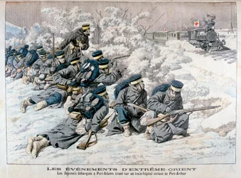 Japanese Attack on a Hospital Train Near Port Arthur, Manchuria, Russo-Japanese War