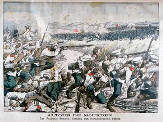 Japanese Troops Attacking Russian Trenches, Mukden, Manchuria